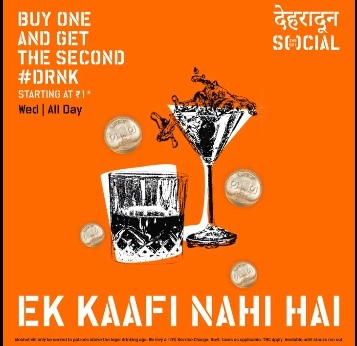 ‘One is not enough’ offer started in social, second drink starts at just ₹1
