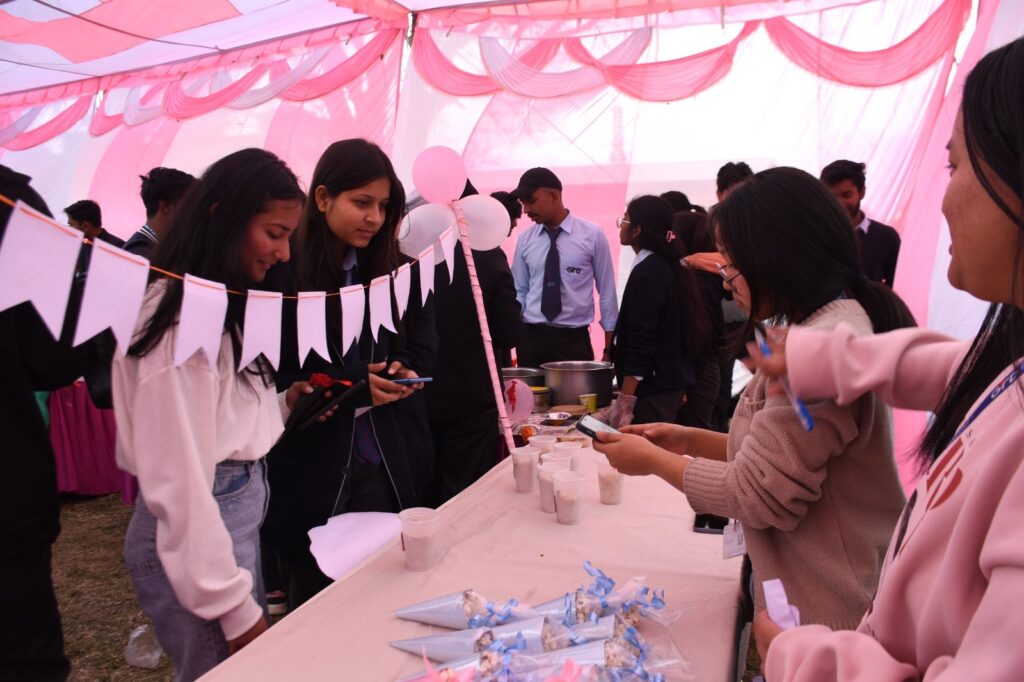 Dehradun's G.R. D. Students set up various food stalls in the college.