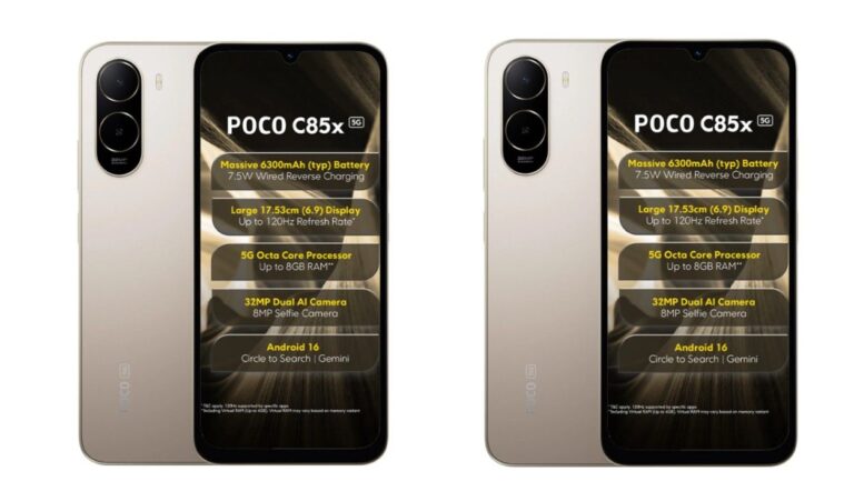 पोको इंडिया ने लॉन्‍च किया पोको C85x 5G: यूजर्स को मिलेगा दमदार परफॉर्मेंस, लंबे समय तक चलने वाली बैटरी और शानदार डिस्‍प्‍ले